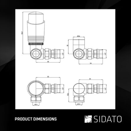 Caldo Brushed Satin Nickel Thermostatic Radiator Valves - includes a Corner TRV & Lockshield Valve - Image 5