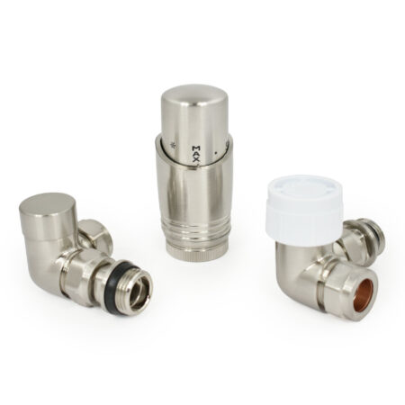 Caldo Brushed Satin Nickel Thermostatic Radiator Valves - includes a Corner TRV & Lockshield Valve - Image 4