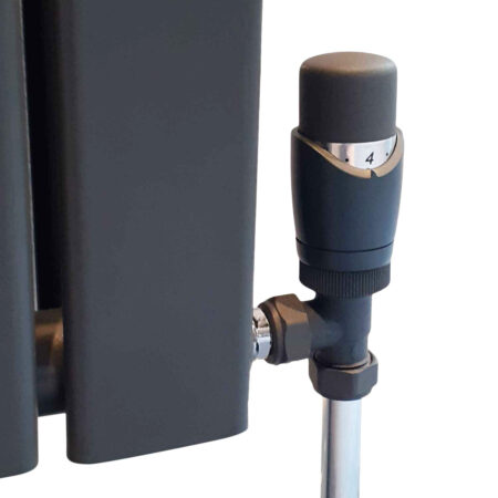 Caldo Anthracite Thermostatic Radiator Valves - includes an Angled TRV & Lockshield Valve - Image 2