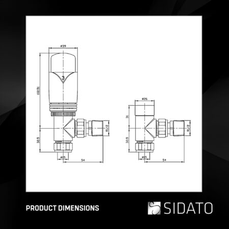 Caldo Brushed Satin Nickel Thermostatic Radiator Valves - includes an Angled TRV & Lockshield Valve - Image 2