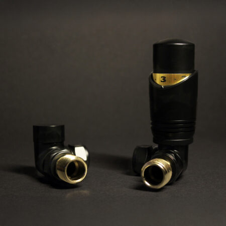 Caldo Thermostatic Corner Black Radiator Valves - Image 4