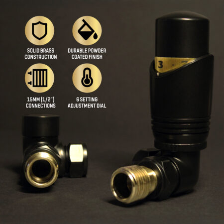 Caldo Thermostatic Angled Anthracite Radiator Valves - Image 6