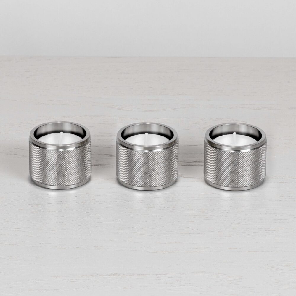 TEALIGHT CANDLE HOLDER / STEEL / SET OF 3