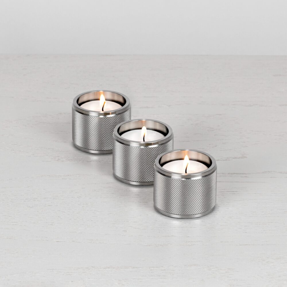 TEALIGHT CANDLE HOLDER / STEEL / SET OF 3 - Image 4